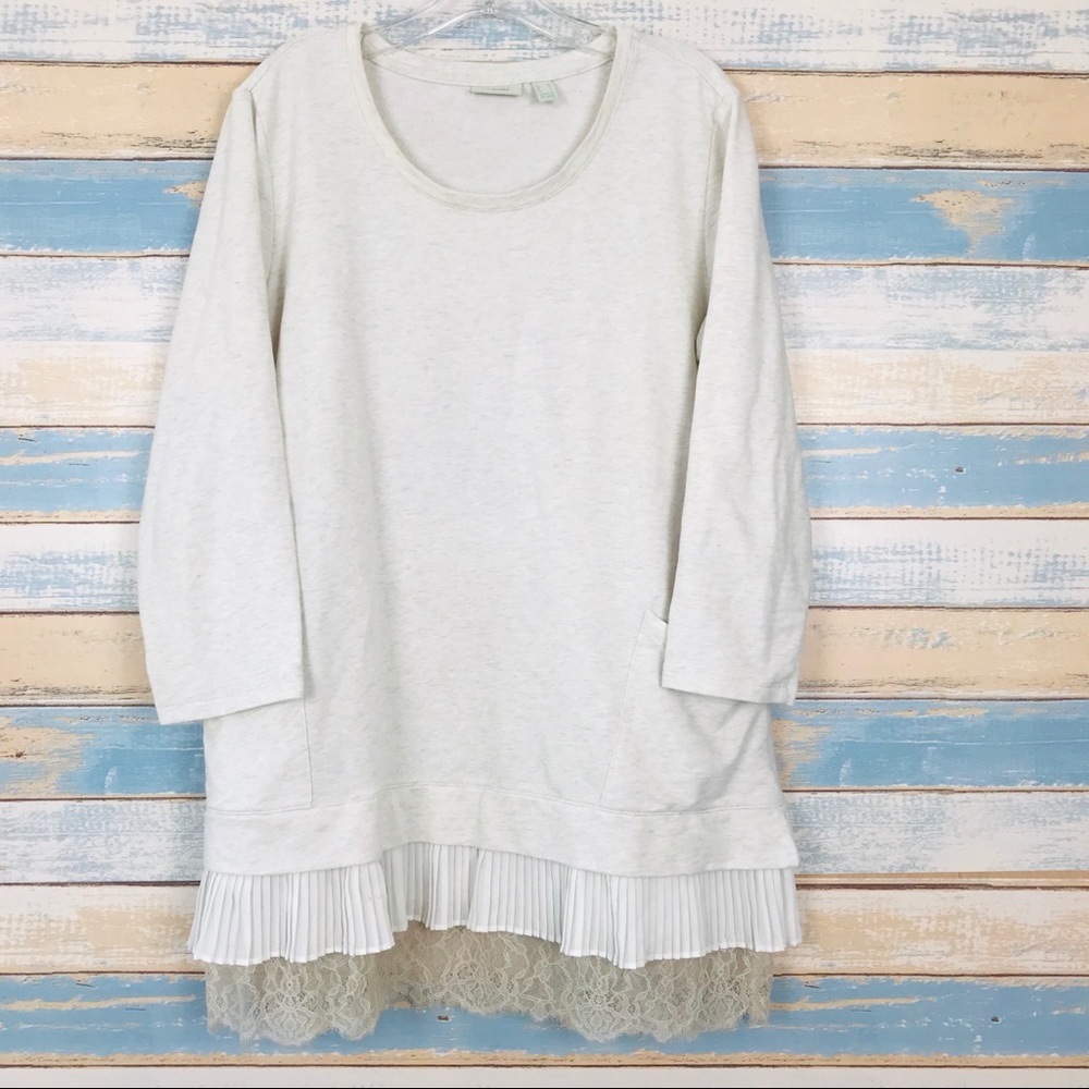 LOGO Lori Goldstein • Blouse With Chiffon Lace Hem